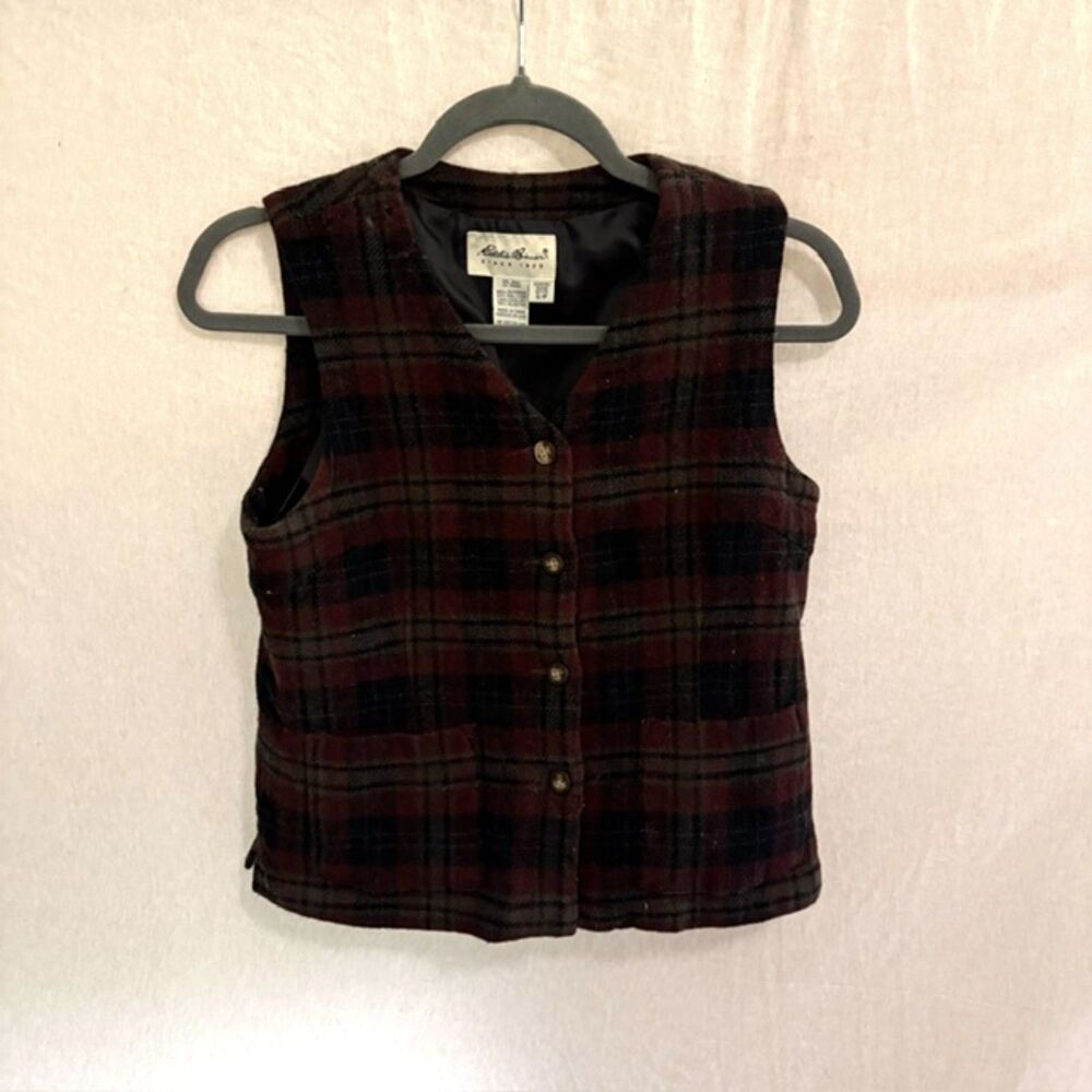 100% WOOL Vintage Women's Plaid Eddie Bauer Vest